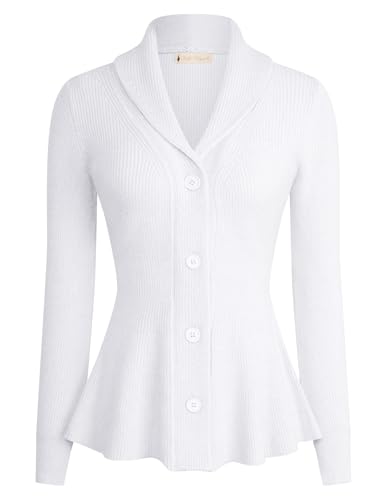 Image of Belle Poque Women Vintage Cardigan Sweater Shawl Lapel Button Down Sweater Outwear Coat
