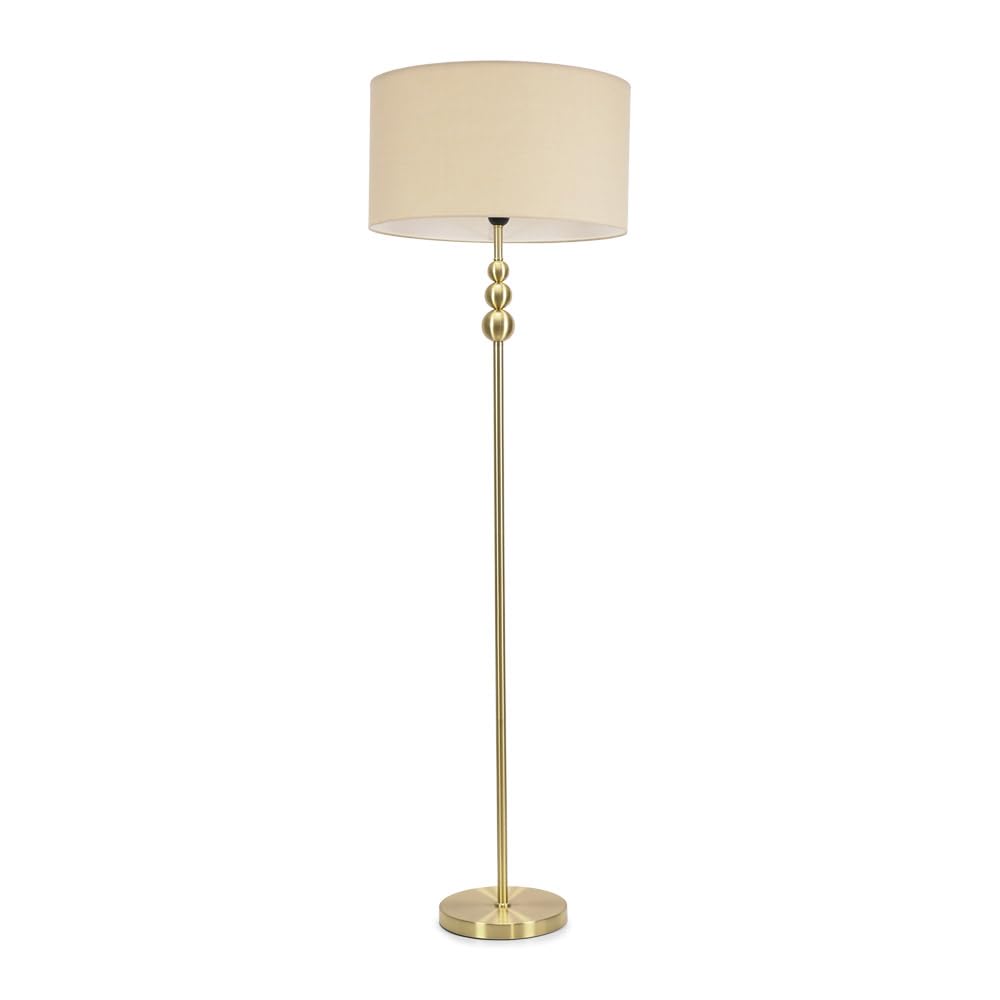 ValueLights | Gold Stacked Ball Single Stem Standing Floor Lamp with Natural Drum Shade | Floor Lamps & Torchieres, Home Décor & Improvement Essential