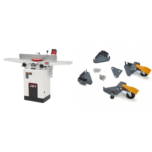Image of JET 6-Inch Long Bed Wood Jointer, Helical Head, 1Ph 115/230V (JJ-6HHDX) & Bora Portamate Mobile Base Kit PM-1100 - Heavy Duty, Universal