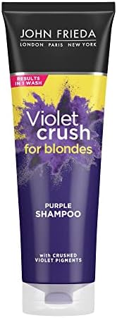 John Frieda Violet Crush Purple Shampoo for Blonde Hair, Blonde Toner Neutralizes Brassy Yellow Tones for Bleached, Platinum, and Natural Blonde Hair, 8.3 Ounce