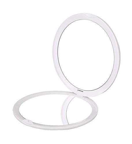 Flymiro Compact Mirror,1x/10x Magnification Travel Makeup Mirror, Handheld 2-Sided Mirror,Cosmetic Mirror for Purses,Small Pocket Mirror for Handbag or Travel (White)