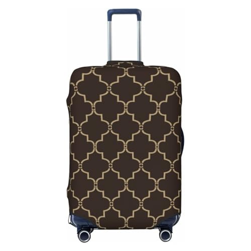 Brown Moroccan Trellis Print Luggage Cover Washable Elasticated Suitcase Covers TSA Approved Stylish Dust and Scratch Resistant Case Protector for Kids and Adults