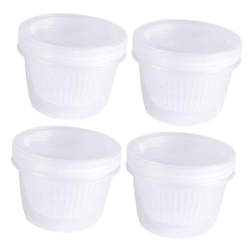 TEHAUX 4個 キッチン用透明保存容器 食品衛生対応 野菜果物鮮保持用 水切り仕切り付き ガーリック オニオン ジンジャー収納ケース