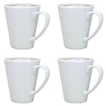 UNIQUE HOME LIVING Coffee Mug Set of 4, 340ml White Porcelain Coffee Mugs for Milk Hot Cocoa Latte Coffee Mugs with Handle, Tea Mugs, Microwave and Dishwasher Safe