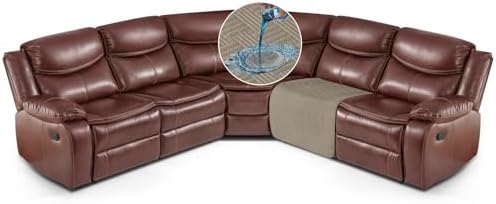 KinCam Waterproof Recliner Sectional Couch Covers, Oversized Reclining Sofa Covers for L Shape Couch, Non Slip Couch Cover for Sofa Washable Slipcover (1 Seat Couch Cover, Khaki)