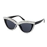 FEISEDY Women Oversized Diamond Sunglasses Fashion Cat Eye Rhinestone Sunglasses Crystal Jeweled Frame Costume Party B2360