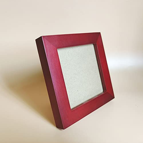 Image of 4x4 Picture Frames RED Solid Wood Frame, Plastic Panel (Film Needs to be Removed) Table or Wall.Front Window Opening 3.5x3.5 inch.