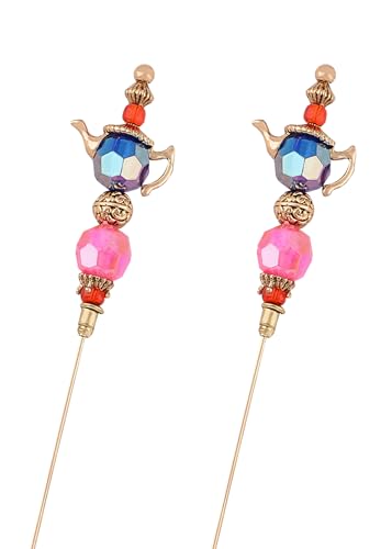 Image of Alilang Gold Magic Lamp Hat Pin Retro Long Handle Hat and Lapel Pins with Flexible Bendable Design on Hats, Scarves, and Suits