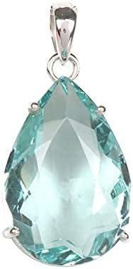 GEMHUB Sterling Silver Necklace 50-99 Carat Pear Shaped Gemstone Pendant for Women