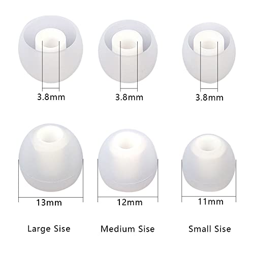 Image of Earbud Replacement Tips Silicone Earbud Tips Ear Bud Covers Fit Most in-Ear Earbuds(Inner Hole 3.8mm -5.1mm) Headphone Ear Tips 9 Pairs S M L