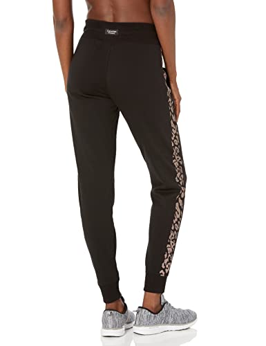 Calvin Klein Performance Calça de jogging skinny feminina com logotipo French Terry, Preto, ouro ros