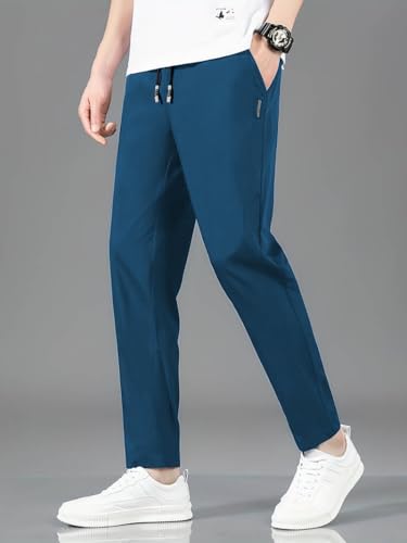 Image of TAGDO Men's Loose Fit Solid Color Polyester Drawstring Sports Pants - Casual, and Comfortable for Outdoor Activities (5186)