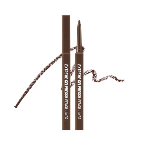 CLIO Extreme Gelpresso Pencil Eyeliner | Smudge-Proof, Waterproof, Long-Lasting, Long-Wear, 6 Cool and Warm Tone Shades, Ultra-Smooth, Creamy Formula (002 DEEP BROWN)