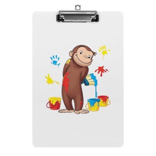 おさるのジョージ クリップボード バインダー A4 クリップファイル 縦 ファイルバインダー ワードパッド 用箋挟 静音クリップ おしゃれ 薄型 強力 短辺 書きやすい タテ型 吊り下げる 書類整理 携帯便利