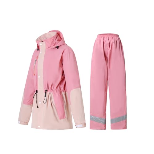 Rain Suit for Women, Waterproof Rain Jacket & Trouser with Reflective Srtip, Rain Gear for All-Sport Anti-storm