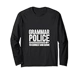 divertente maglietta con scritta grammar police, insegnante di inglese maglia a manica