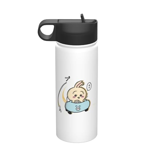 ステンレスカップ ちいかわ うさぎ コーヒーカップ 車用 タンブラー かわいい 大容量 保温 保冷 真空断熱 蓋付き 水筒 ウォーターボトル 取っ手付き 持ち運びやすい スポーツ アウトドア オフィス 家庭用 車用 男女兼用 誕生日プレゼント 500ml
