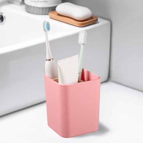 Bamboo-Toothbrush-Holder-for-Bathrooms-Toothpaste-Organizer-Pink-Detachable-Inserts-3-Slots-Bathroom-Counter-Organizer-for-Kids-Electric-Toothbrushes-Floss-Razors