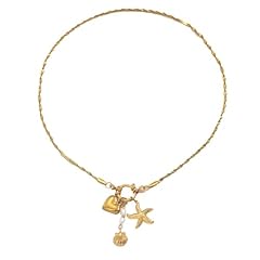Gold Heart Shell Starfish Twist Chain