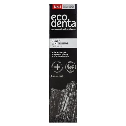 Ecodenta Aktivkohle Zahnpasta Ohne Fluorid I Schwarze Kohle Zahncreme Zahnaufhellung I Black Activated Charcoal Teeth Whitening Toothpaste… – Ansicht 2