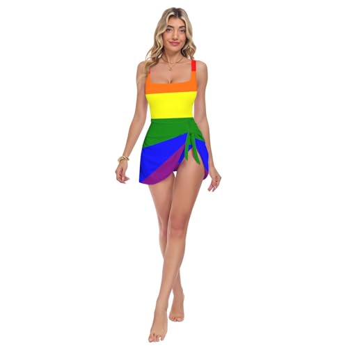 Maillot de bain push up réglable avec drapeau arc-en-ciel pour femme
