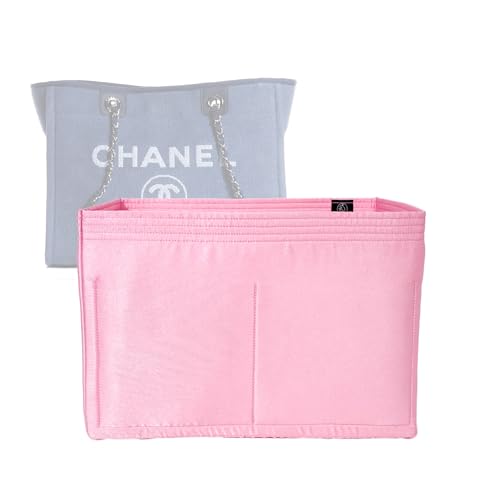 Zoomoni Silky Purse Organizer for Chanel Deauville Tote Small (Organizer Type C) (Handmade/4 Color Options) [Silky Satin, Silk Liner, Insert, Shaper]