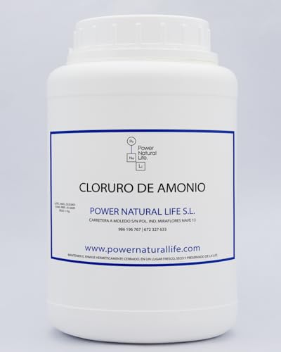 Cloruro de Amonio Power Natural Life | Fertilizante Nitrogenado de Acción Rápida | Sal de Amoniaco | Flux Soldadura Estaño | Envase de 1 kg