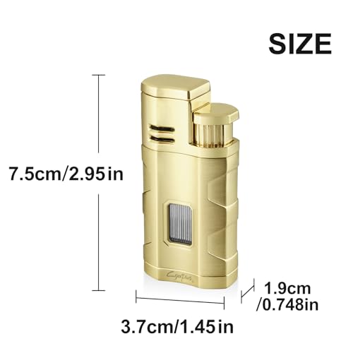 Encendedor Soplete Triple Llama Recargable Butano Dorado miniatura 4