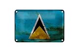 Femer Blechschild Flagge Saint Lucia 18x12cm Saint Lucia Rost Dekoration