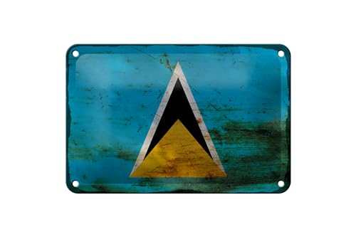 Femer Blechschild Flagge Saint Lucia 18x12cm Saint Lucia Rost Dekoration