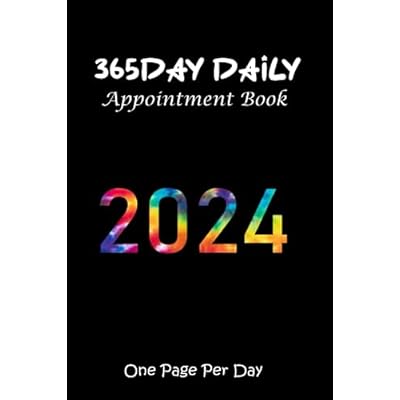 365 day daily appointment book 2024 one page per day: Daily planner Schedule Agenda 30 minute Increments with dated ,Goal ,To do list , Note and Monthly Tabs black background