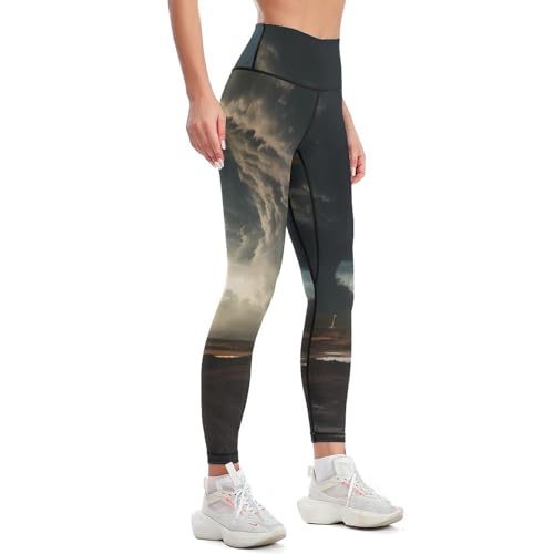 Tornado Sky Yoga Pants Workout Leggings for Women High Waist Gym Tights with Printed3