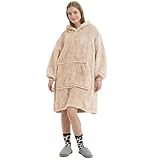FELOVE Sudadera con Capucha, Manta usable,Grande Hoodie Sudadera con de Gran tamaño, Talla Única, cálida, Suave, y cómoda Sudadera, para Adultos, Hombres, Mujeres, Adolescentes.