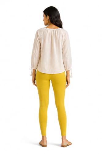 Image of Women's Cotton Lycra Ankle Length Leggings | Regular Rise, Soft 4 Way Stretch Fabric | Casual & Ethnic Wear