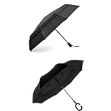 EEZ-Y Windproof Travel Umbrella Reverse Umbrella Bundle- Large Strong Umbrellas for Rain - Double Ve
