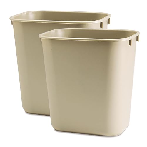 Caneca de basura rectangular de plástico beige pack x2