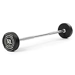 Rubber Curl Fixed Barbells, Pre-Loaded Weight Bar for Strength Training & Weightlifting