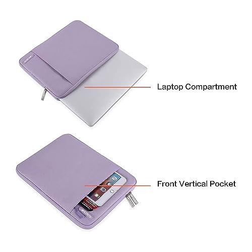 Image of MOSISO Laptop Case 15 inch, 15 inch Laptop Sleeve Compatible with MacBook Air 15 M4 A3241 M3 A3114 M2 A2941 2025 2024 2023,Dell XPS 15,Polyester Vertical Computer Sleeve Bag with Pocket, Purple