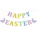 Happy Easter Banner Colorful Easter Bunny Rabbit Banner Happy Easter Garland Banner for Easter Spring Party Decorations Fireplace Home Decor