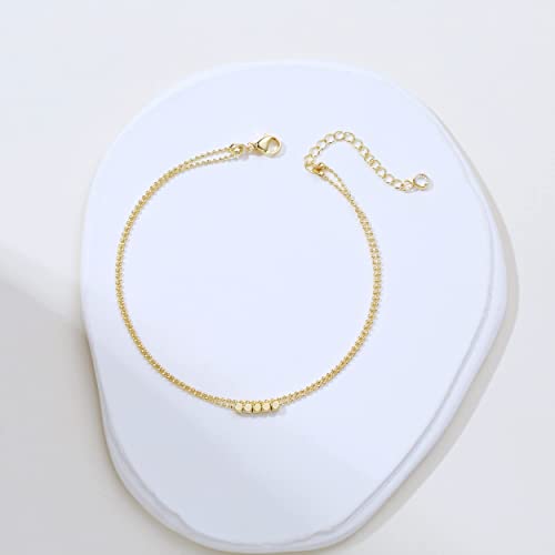 Gold Ankle Bracelets for Women,14K Gold Plated Layered Sparkling Heart-shaped Waterproof Anklets, Lightweight Cuban Links Figaro Chains Summer Beach Everday Jewelry Gifts for Woman4