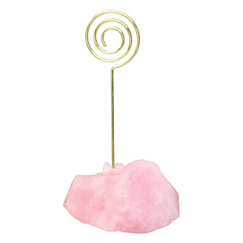 Porte-cartes en quartz rose rockcloud avec support vélo doré pour bureau