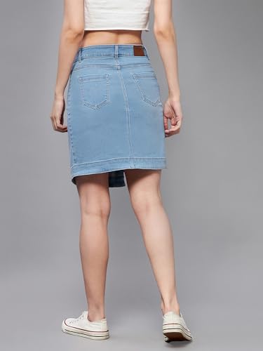 Image of Miss Chase Women's Straight High Rise Mini Denim Skirt