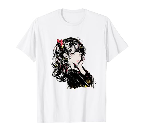 Anime Waifu mignon manga chat fille mignon rétro japonais T-Shirt
