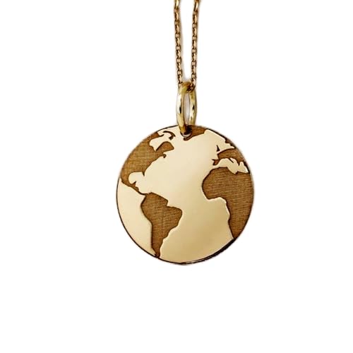 Cadena de 18 pulgadas con colgante de mapa del mundo que no causa alergias gracias a la plata 925