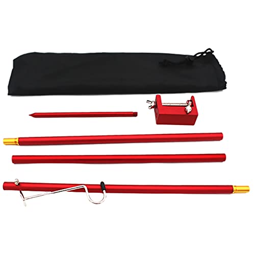 freneci ランタンスタンド ランタンホルダー クランプ式 ランタンフック付き 組み立て式 ライトスタンド 屋外 - 3セクション赤