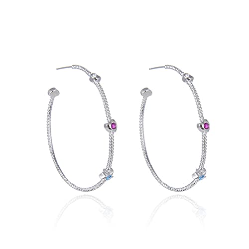 Créoles en argent sterling pour femmes avec un cercle d'argent simple et fermoir sécurisé