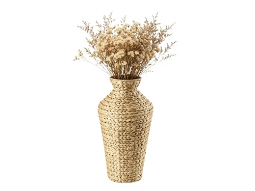 22 Inch Natural Water Hyacinth Floor Vase Large Woven Boho Planter