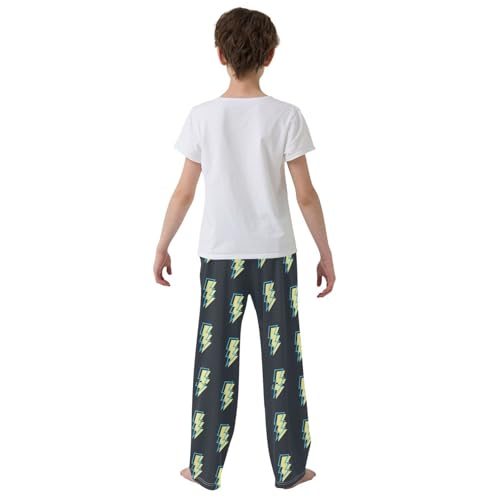 Boys' Pants Lightning Bolt Black Long Bottoms Jogger Pants Elastic Waist Trousers with Pockets S-XL3