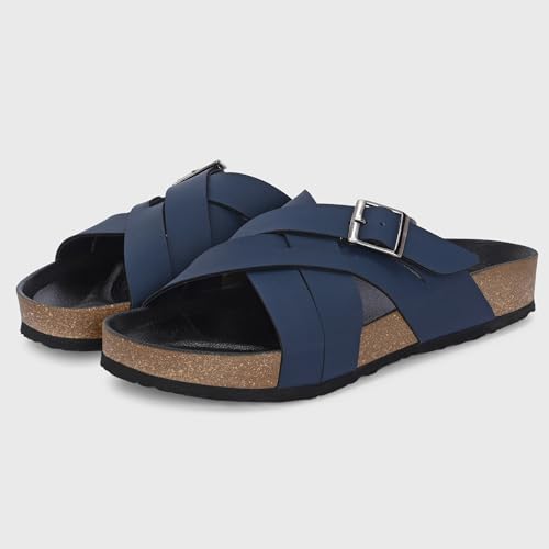 Image of Centrino Mens Cushion Sliders /Slippers|Berkin-Style Slip-On Sandals | Open Toe Design | Soft PU Footbed | Lightweight & Comfortable | Arch Support | On-Grip Sole | Casual Outdoor Wear (6868)