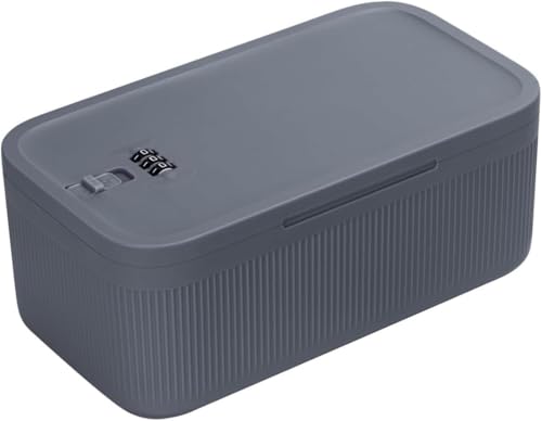 yazi 金庫 家庭用 小型 ダイヤル式 コンビネーションロック 収納ボックス ミニ金庫 プラスチック製 貯金箱 キャッシュ・重要書類・銀行カード 貴重品入れ (グレー)